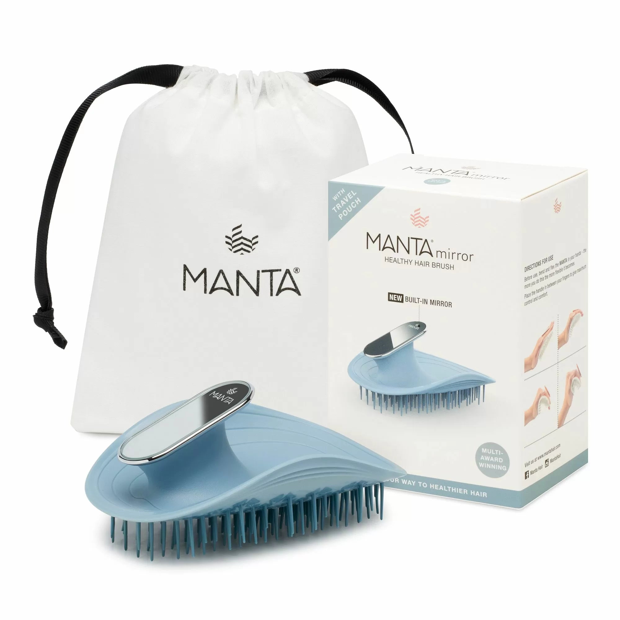 Manta Healthy Hair Brush - Mirror Blue